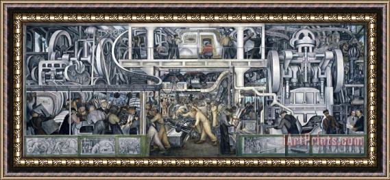 Diego Rivera Detroit Industry, South Wall, Central Panel Framed Painting