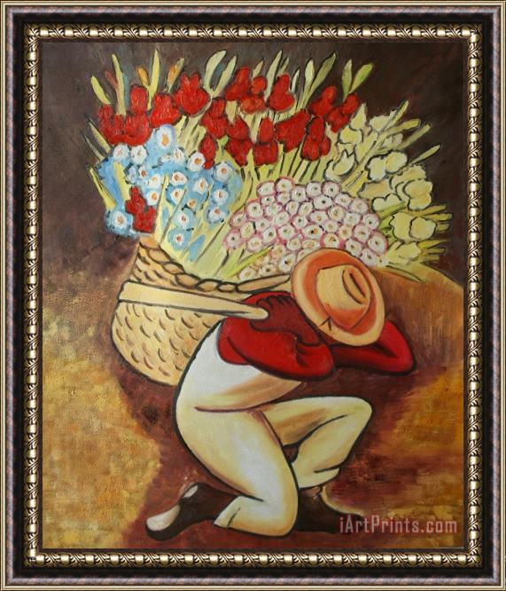 Diego Rivera El Vendedor De Flores Framed Painting
