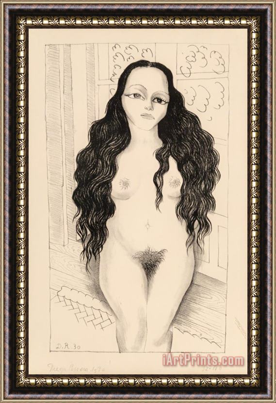 Diego Rivera Nude with Long Hair (dolores Olmedo), 1930 Framed Painting