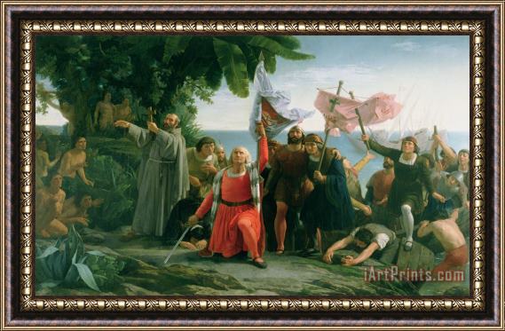 Dioscoro Teofilo Puebla Tolin The First Landing of Christopher Columbus Framed Print