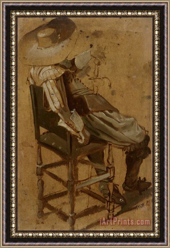 Dirck Hals Seated Man with Sword Framed Print