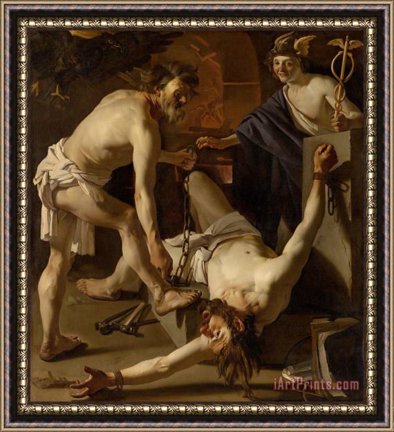 Dirck van Baburen Prometheus Being Chained by Vulcan Framed Painting