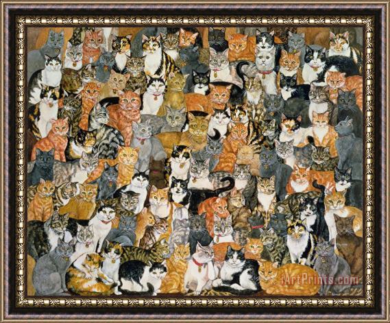 Ditz Double Cat Spread Framed Painting