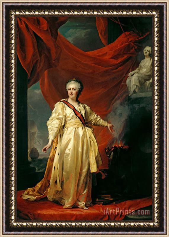 Dmitry Levitsky Portrait of Catherine II the Legislatress in the Temple Devoted to the Godess of Justice Framed Painting