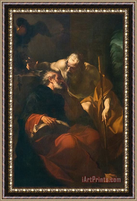 Domenico Maria Viani St. Benedict And A Hermit Framed Painting