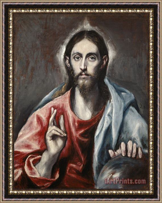Domenikos Theotokopoulos, El Greco Christ Blessing ('the Saviour of The World') Framed Print