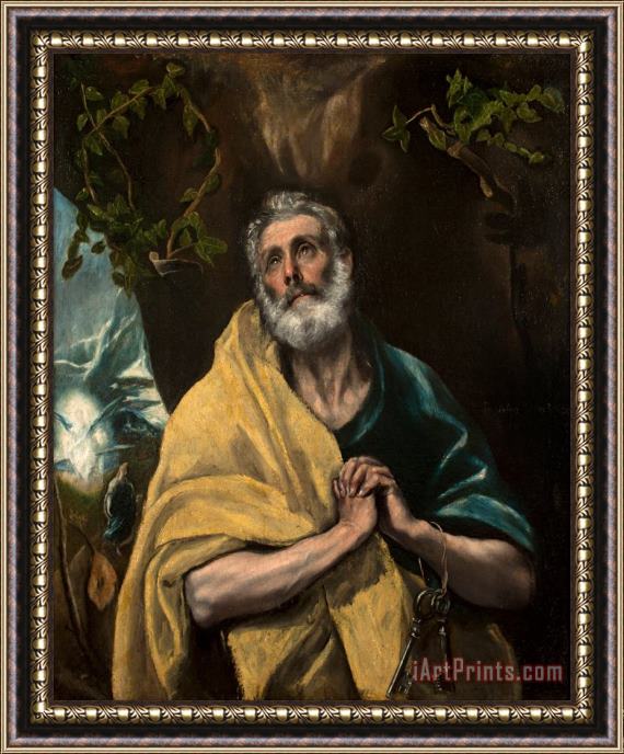 Domenikos Theotokopoulos, El Greco Saint Peter in Tears Framed Print