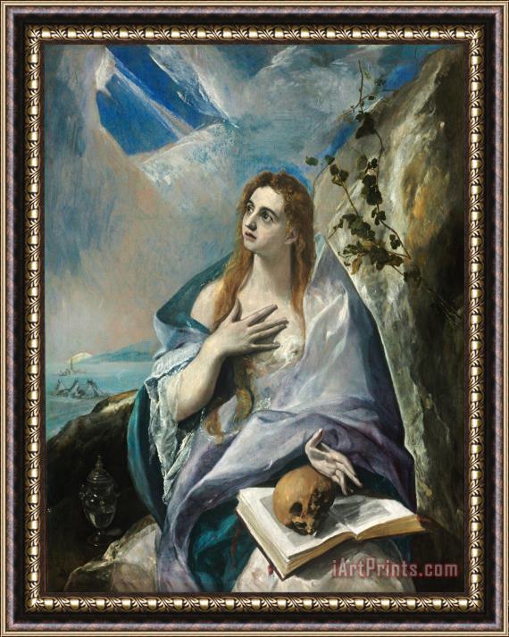 Domenikos Theotokopoulos, El Greco The Penitent Magdalene Framed Painting
