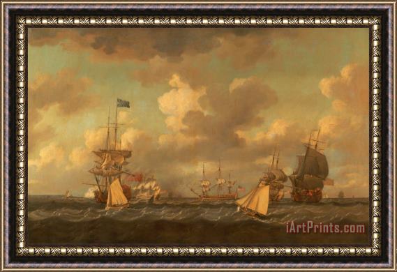 Dominic Serres English Ships Coming to Anchor in a Fresh Breeze Framed Painting