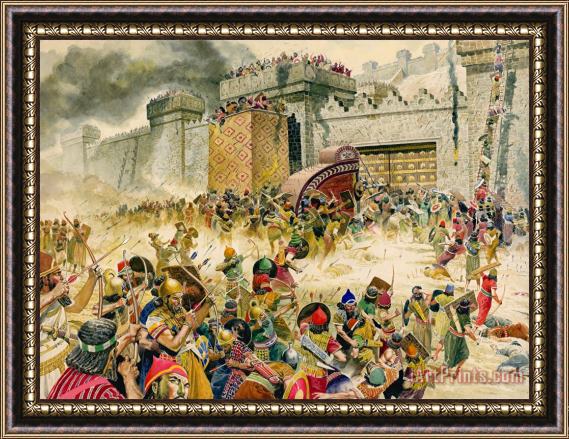 Don Lawrence Samaria falling to the Assyrians Framed Print