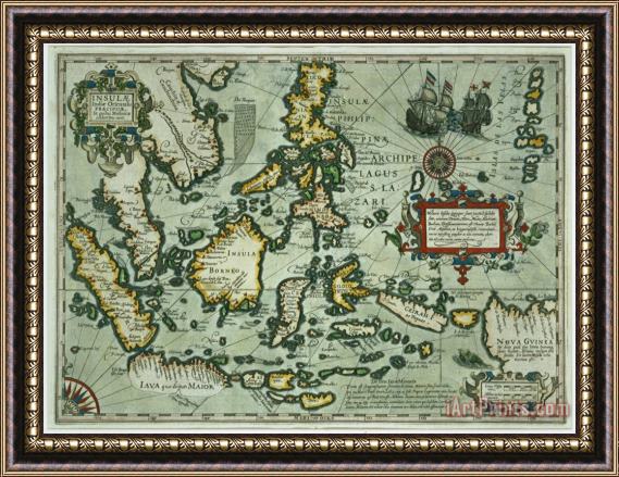 Dutch School Map of the East Indies Framed Painting