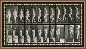Babys First Steps Framed Prints - Woman Descending Steps by Eadweard Muybridge