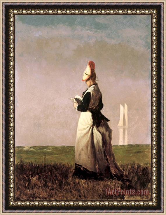 Eastman Johnson Woman Reading Framed Painting