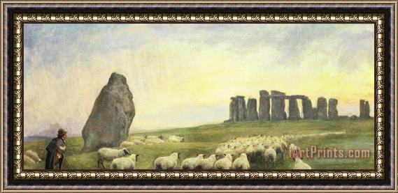 Edgar Barclay Returning Home  Stonehenge Framed Painting