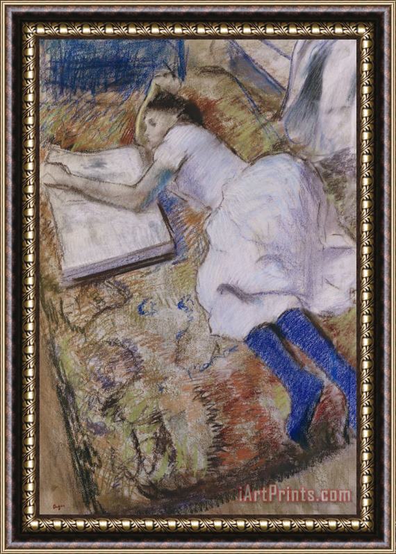Edgar Degas A Young Girl Stretched Out And Looking at an Album Framed Print