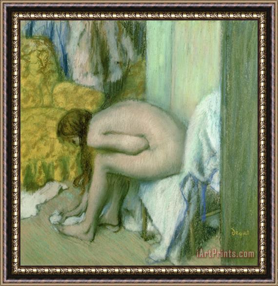 Edgar Degas After The Bath, Woman Drying Her Left Foot Framed Painting