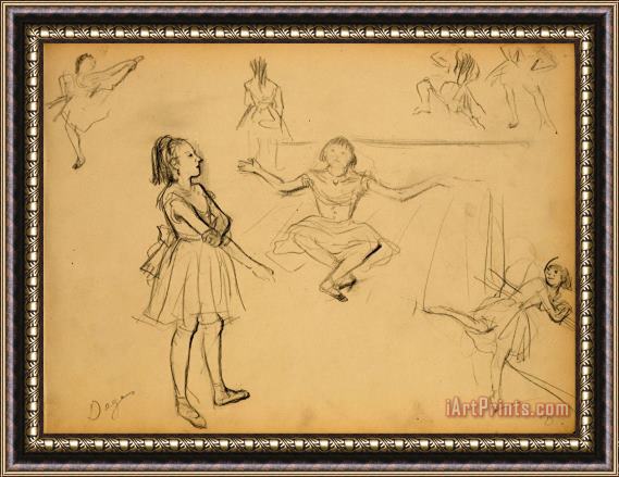 Edgar Degas Ballet Dancers Rehearsing Framed Painting