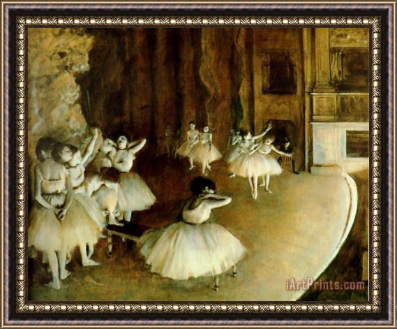Edgar Degas Ballet Rehearsal on Stage Framed Print