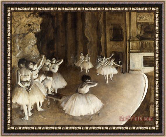Edgar Degas Ballet Rehearsal on Stage Framed Painting