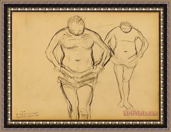 Edgar Degas Copies of Cezanne's Bathers Framed Painting