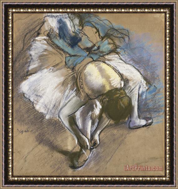 Edgar Degas Dancer Putting on Her Shoes Framed Painting