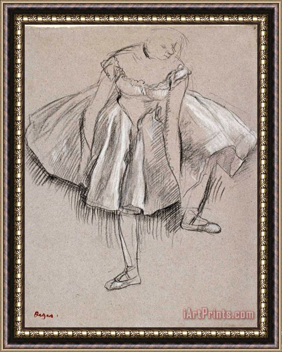 Edgar Degas Danseuse Rajustant Son Chausson Framed Print