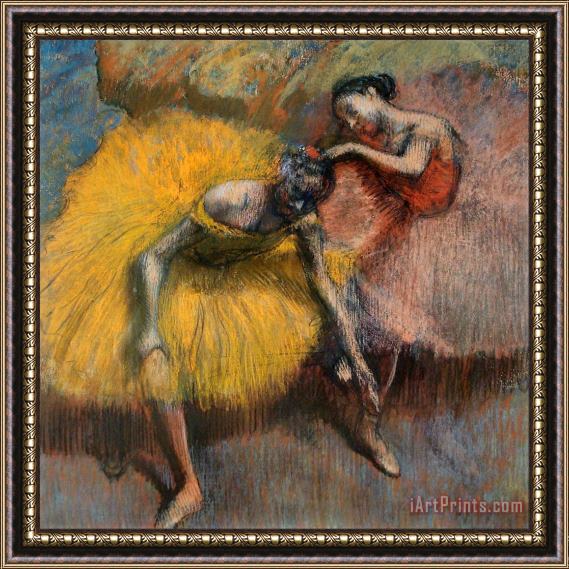 Edgar Degas Deux Danseuses Jaunes Et Roses Framed Print