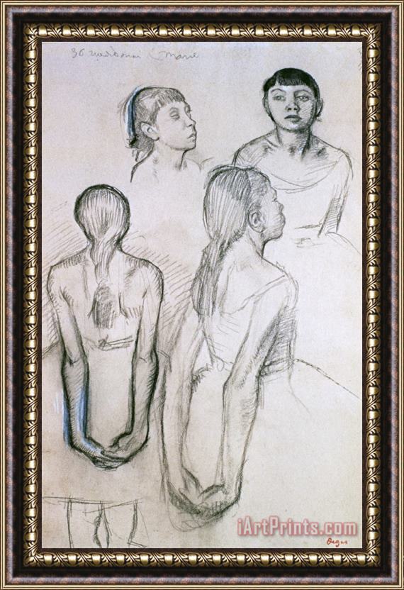 Edgar Degas Four Studies of Dancers Framed Painting