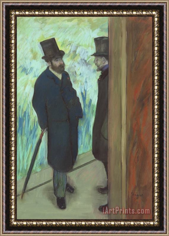 Edgar Degas Friends at The Theatre, Ludovic Halevy (1834 1908) And Albert Cave (1832 1910) Framed Painting