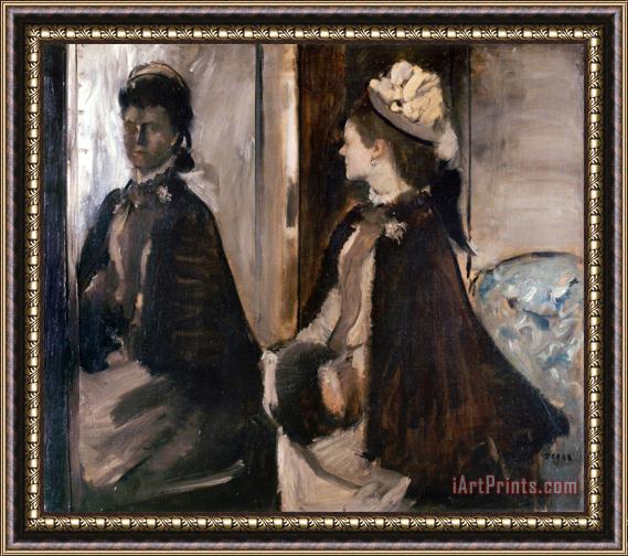 Edgar Degas Mrs Jeantaud in The Mirror Framed Painting