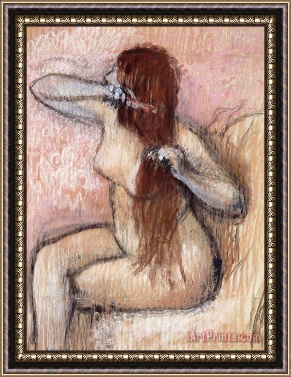 Edgar Degas Nude Seated Woman Arranging Her Hair Femme Nu Assise Se Coiffant Framed Painting
