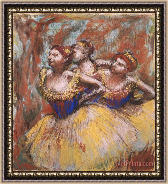 Edgar Degas Three Dancers (yellow Skirts, Blue Blouses) Framed Print