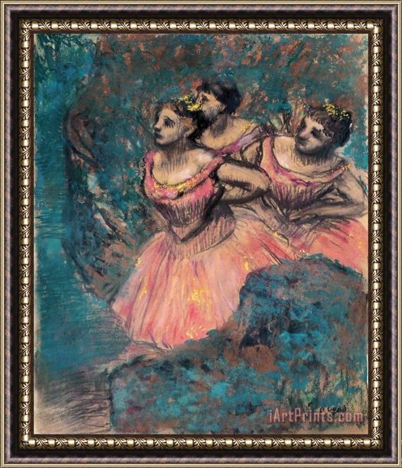 Edgar Degas Three Dancers in Red Costume Framed Painting
