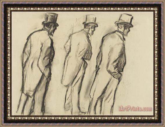 Edgar Degas Three Studies of Ludovic Halevy Standing Framed Print