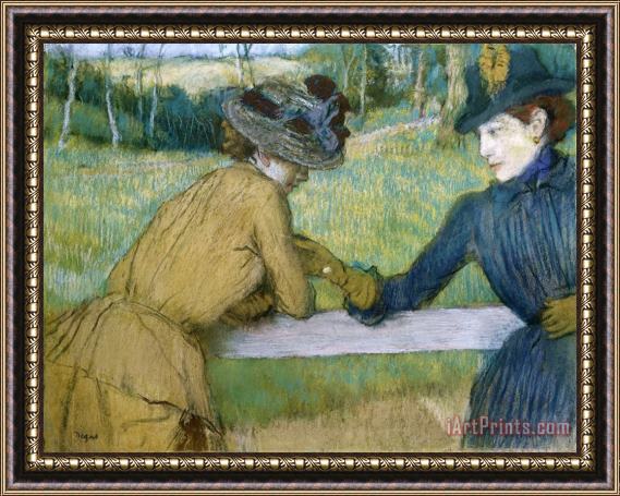 Edgar Degas Two Women Leaning on a Fence Rail Framed Painting