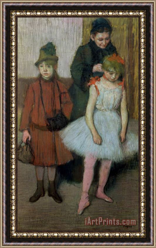 Edgar Degas Woman with Two Little Girls Framed Painting