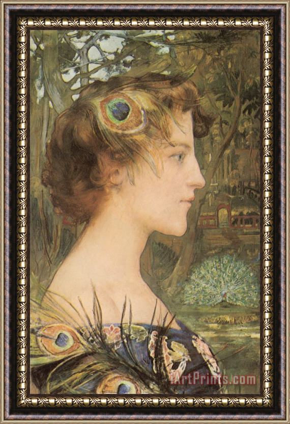 Edgar Maxence Peacock Profile Framed Painting