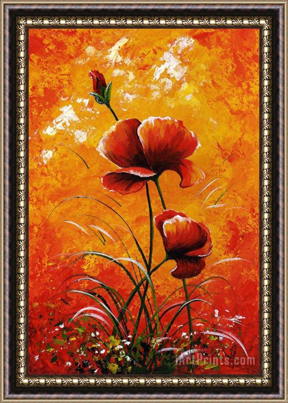 Edit Voros My flowers - Poppies 023 Framed Painting