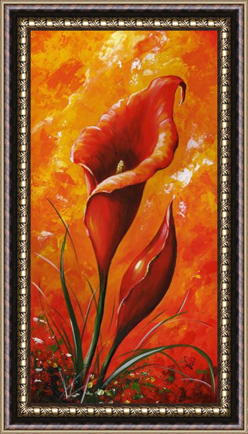 Edit Voros My flowers - Red kala Framed Painting