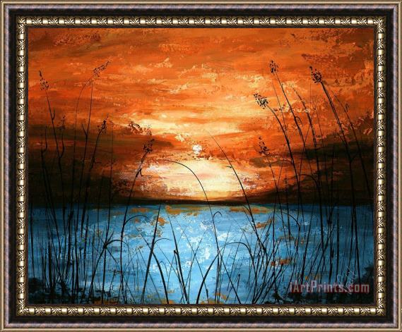 Edit Voros Red Sunset Framed Painting