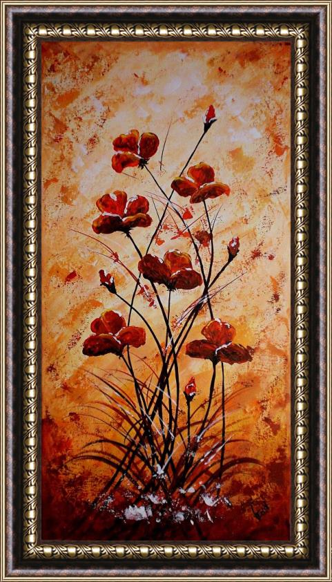 Edit Voros Rust Poppies Framed Painting