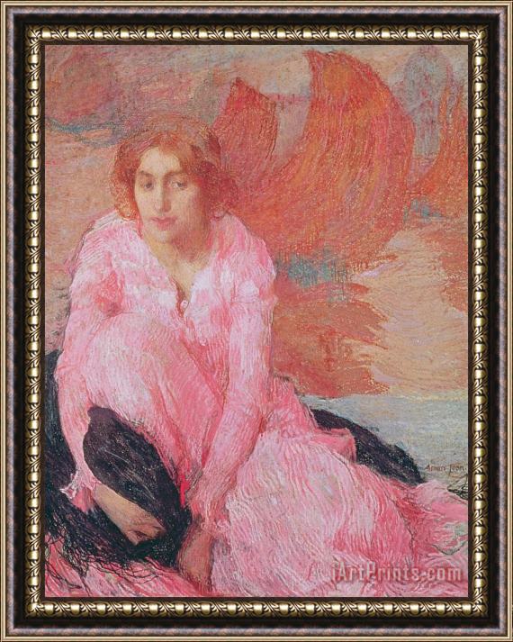 Edmond-Francois Aman-Jean Dame en Rose Framed Painting