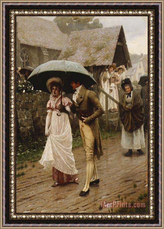 Edmund Blair Leighton A Wet Sunday Morning Framed Painting