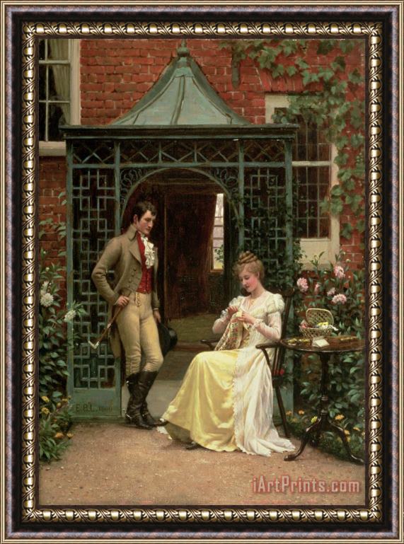Edmund Blair Leighton On the Threshold Framed Painting