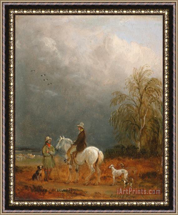 Edmund Bristow A Traveller And a Shepherd in a Landscape Framed Print