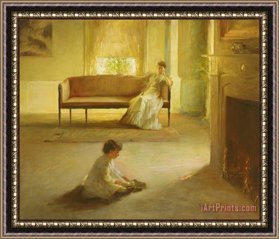 Edmund Charles Tarbell Interior with Mother and Child Framed Print