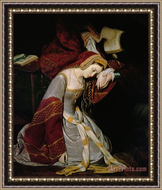 Edouard Cibot Anne Boleyn in the Tower Framed Painting