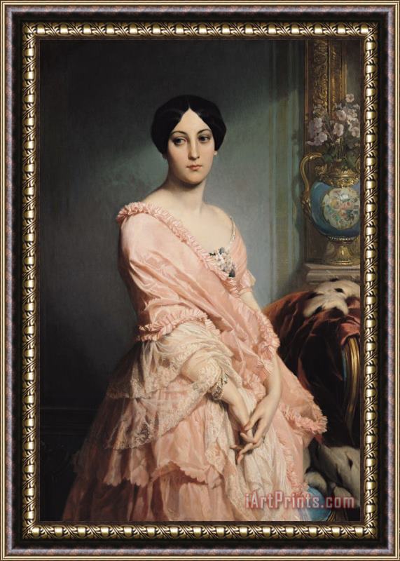 Edouard Louis Dubufe Portrait of Madame F Framed Print