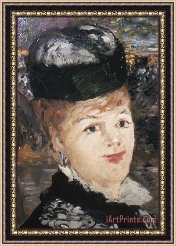 Edouard Manet Detail Showing Woman's Face From Skating Framed Print