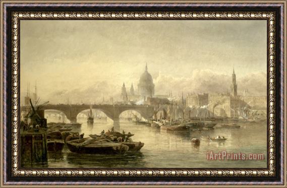 Edward Angelo Goodall St Paul's Cathedral And London Bridge From The Surrey Side Framed Painting
